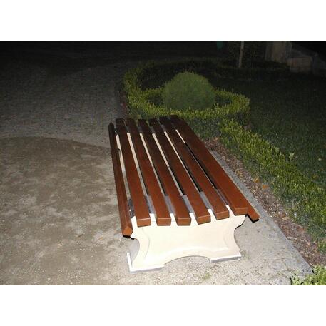 Betoninis suolas su atlošu ir Iroko medienos sėdima dalimi 'Premium Collection / STF/08-04-03/MDL'