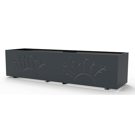 Metalinis lauko vazonas (gėlinė) su dekoratyviniais elementais šonuose '210x53,8xH/50,8cm'