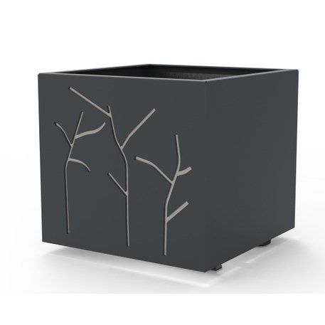 Metalinis lauko vazonas (gėlinė) su dekoratyviniais elementais šonuose 'Planter 15C / 53,8x53,8xH/50,8cm'