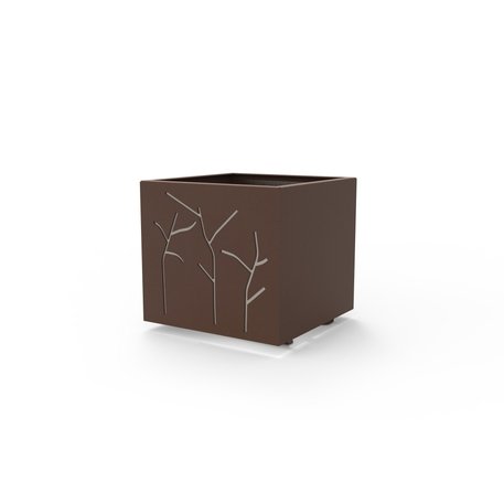 Metalinis lauko vazonas (gėlinė) su dekoratyviniais elementais šonuose 'Planter 15C / 53,8x53,8xH/50,8cm'