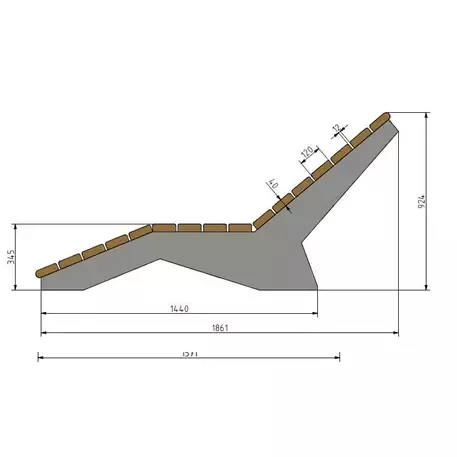 Metalinis gultas, šezlongas su medine gulimaja dalimi 'STF/615/MDL'