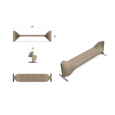 Lauko suoliukas-skulptūra viešosioms erdvėms „Simple“ iš kolekcijos Smartcity®