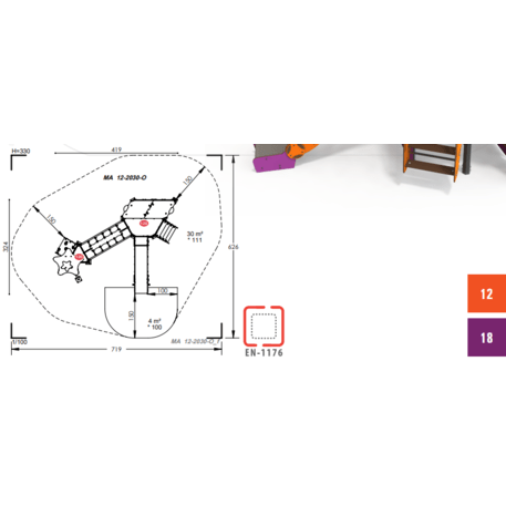 Žaidimų aikštelių kompleksas vaikams nuo 2 iki 10 metų amžiaus – kolekcija 'MAXI / MBG-2408_MA 12-2030-O18'