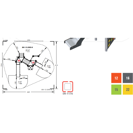 Complesso per parco giochi per bambini dai 2 anni – collezione 'MAXI / MBG-2455_MA 12-2095-N22'