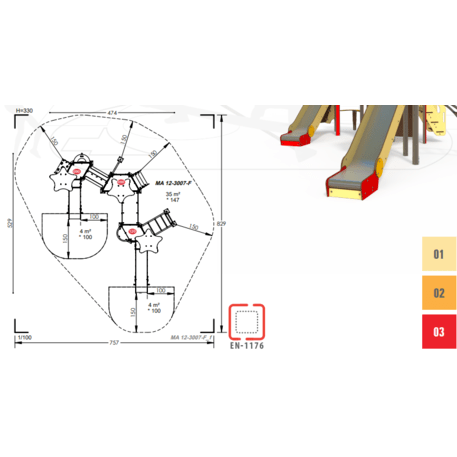 Spielplatzkomplex für Kinder ab 2 Jahren – Kollektion 'MAXI / MBG-2464_MA 12-3007-F01'