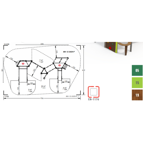 Bērnu rotaļu laukuma komplekss no 2 gadu vecuma – kolekcija 'MAXI / MBG-2470_MA 12-3029-P15'