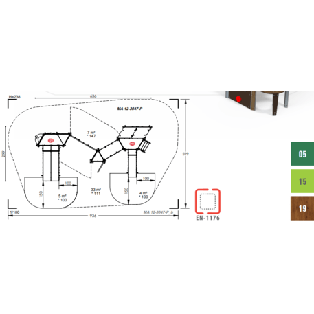 Žaidimų aikštelių kompleksas vaikams nuo 2 iki 10 metų amžiaus – kolekcija 'MAXI / MBG-2480_MA 12-3047-P99'