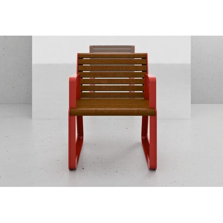 Sedia in metallo con schienale in legno di iroko 'Sido / 001608'