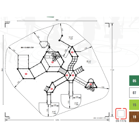 Kompleks placu zabaw dla dzieci od 2. roku życia – kolekcja 'MAXI / MBG-2506_MA 12-5001-T01'
