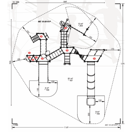 Žaidimų aikštelių kompleksas vaikams nuo 2 iki 12 metų amžiaus – kolekcija 'MEGA / MBG-2631_ME 18-5016-P99'