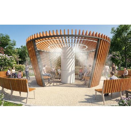 Lauko druskų kambarys (Haloterapija) su pergole ir suolais iš iroko medienos 'Premium Collection / STF/27-41-01/MDL'