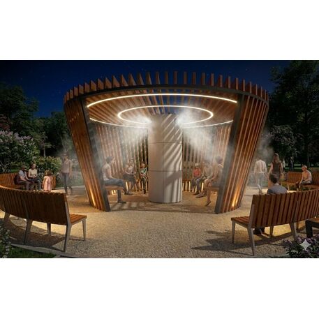 Lauko druskų kambarys (Haloterapija) su pergole ir suolais iš iroko medienos 'Premium Collection / STF/27-41-01/MDL'