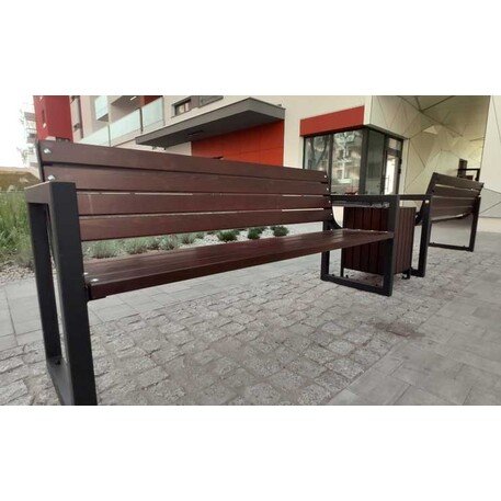 Металлическая скамейка со спинкой и деревянным сиденьем 'MBG/24-Majka / 190cm'