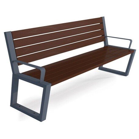 Металлическая скамейка со спинкой и деревянным сиденьем 'MBG/43-Semi II / 192cm'