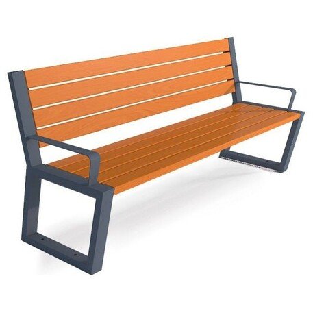 Металлическая скамейка со спинкой и деревянным сиденьем 'MBG/43-Semi II / 192cm'