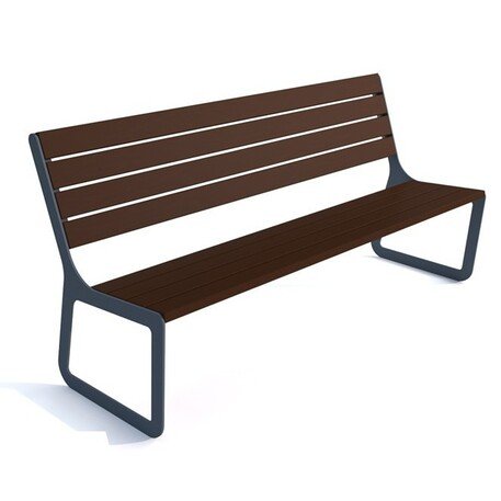 Металлическая скамейка со спинкой и деревянным сиденьем 'MBG/53-Izyda I / 183cm'