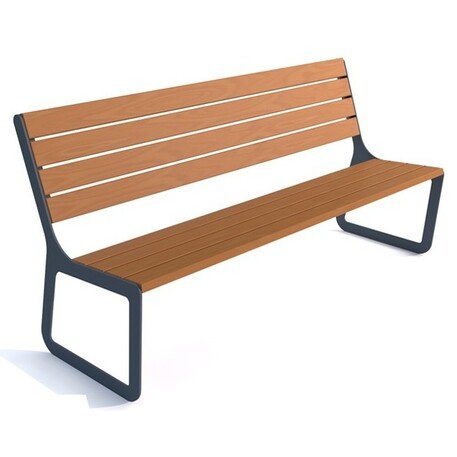 Металлическая скамейка со спинкой и деревянным сиденьем 'MBG/53-Izyda I / 183cm'