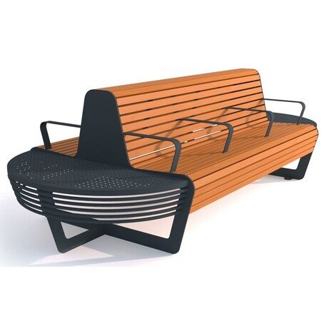 Metalinis suolas su atlošu ir medine sėdimąja dalimi 'MBG/63-Koliber / 293cm'