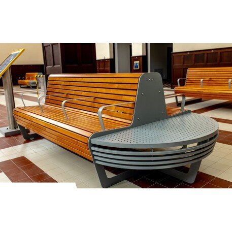 Metalinis suolas su atlošu ir medine sėdimąja dalimi 'MBG/63-Koliber / 293cm'