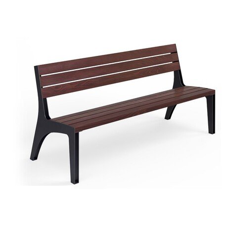 Металлическая скамейка со спинкой и деревянным сиденьем 'MBG/73-Oberon / 181cm'