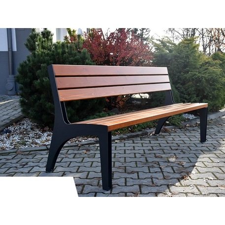 Металлическая скамейка со спинкой и деревянным сиденьем 'MBG/73-Oberon / 181cm'