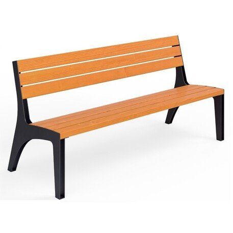 Металлическая скамейка со спинкой и деревянным сиденьем 'MBG/73-Oberon / 181cm'