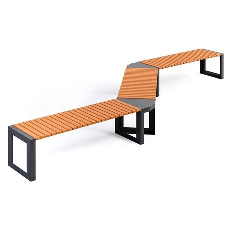 Металлическая скамейка без спинки с деревянным сиденьем 'MBG/113-Opalek I_S / 465cm'