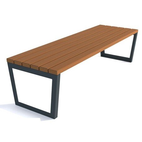 Металлическая скамейка без спинки с деревянным сиденьем 'MBG/83-Trapez VI / 180cm'