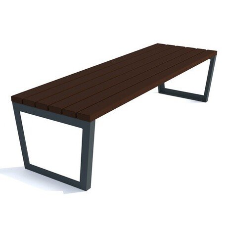 Металлическая скамейка без спинки с деревянным сиденьем 'MBG/83-Trapez VI / 180cm'