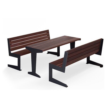 Metal picnic table with benches and wooden seating surfaces 'MBG_157 / Picnic Set Luna II'