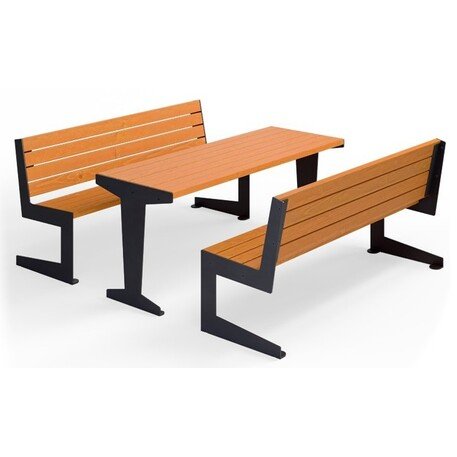 Metal picnic table with benches and wooden seating surfaces 'MBG_157 / Picnic Set Luna II'