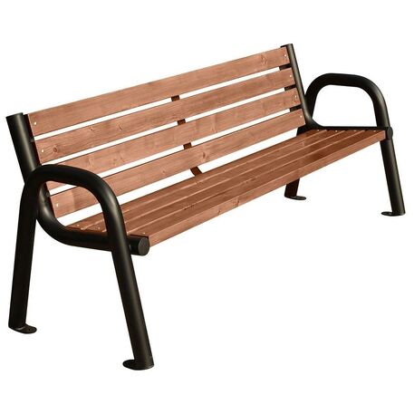 Metal bench with backrest made of Iroko wood 'Urbano 1362/MDL'