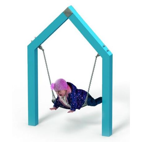 Moduliniai vaikų žaidimų aikštelių kompleksai 3–12 metų vaikams – kolekcija 'Frame / Ninja' MBG-Belly swing house 02601
