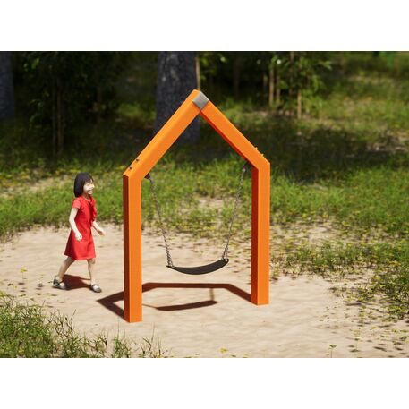 Moduliniai vaikų žaidimų aikštelių kompleksai 3–12 metų vaikams – kolekcija 'Frame / Ninja' MBG-Belly swing house 02601