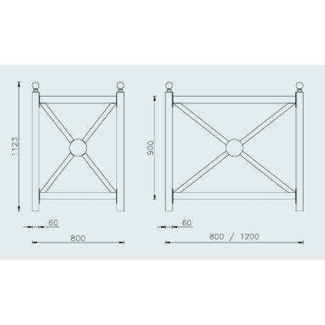 Metalinis klasikinio stiliaus vazonas (gėlinė) 'Alba 80/120x80xH/112cm'