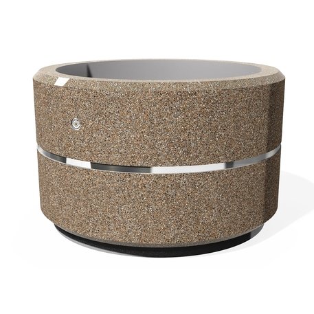 Apvalus betoninis vazonas – gėlinė, padengta smulkia granito skaldele 'Premium / Ø80xH/50cm / BS-17'