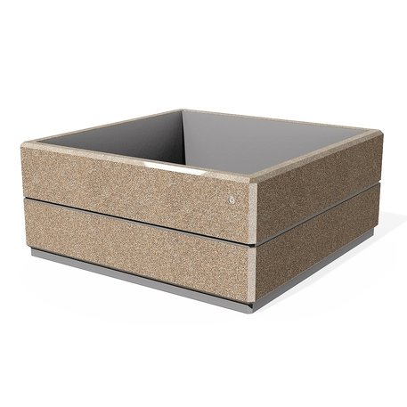 Kvadratinis betoninis vazonas – gėlinė, padengta smulkia granito skaldele 'Premium / 150x150xH/65cm_BS-96'