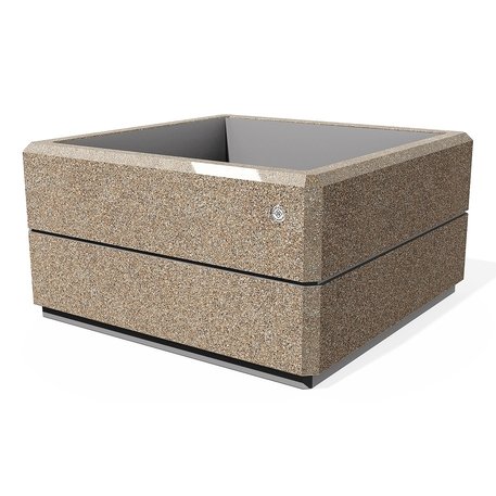 Kvadratinis betoninis vazonas – gėlinė, padengta smulkia granito skaldele 'Premium / 85x85xH/45cm_BS-75'