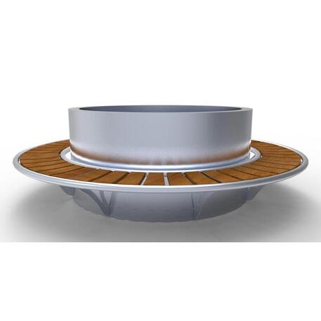 Okrągła metalowa donica z drewnianą ławką z drewna Iroko 'Premium Collection / STF/13-04-35/MDL'