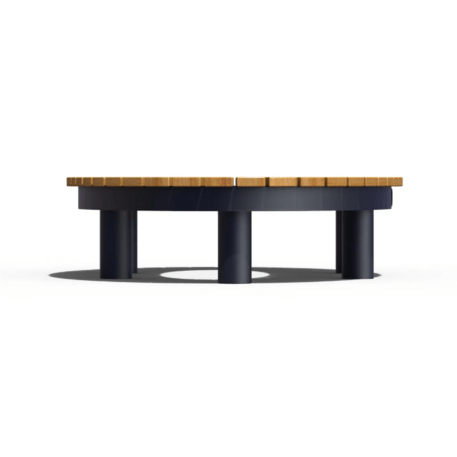 Metal bench without backrest made of Iroko wood 'Premium Collection / 230V/USB_STF/23-02-02/MDL'