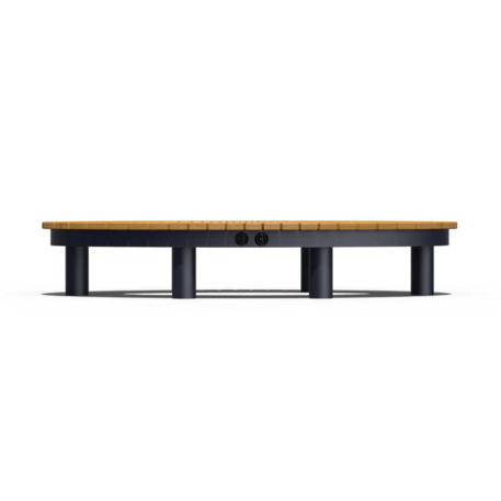 Metal bench without backrest made of Iroko wood 'Premium Collection / 230V/USB_STF/23-02-02/MDL'