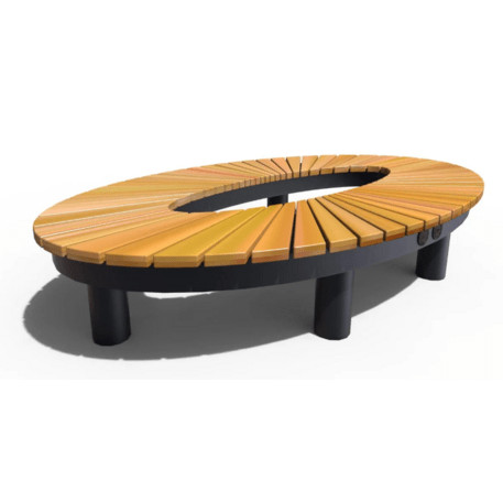 Metal bench without backrest made of Iroko wood 'Premium Collection / 230V/USB_STF/23-02-02/MDL'