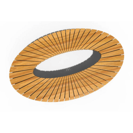 Metal bench without backrest made of Iroko wood 'Premium Collection / 230V/USB_STF/23-02-02/MDL'