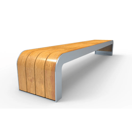 Metalinis suolas (suoliukas) be atlošo, pagamintas iš Iroko medienos 'Premium Collection / STF/21-02-28/MDL'