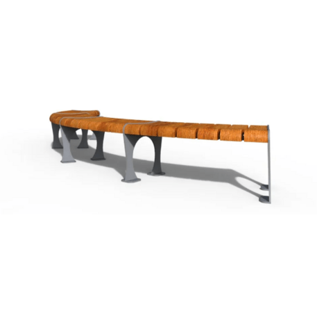 Metalinis suolas (suoliukas) be atlošo, pagamintas iš Iroko medienos 'Premium Collection / STF/20-02-43_01/MDL'