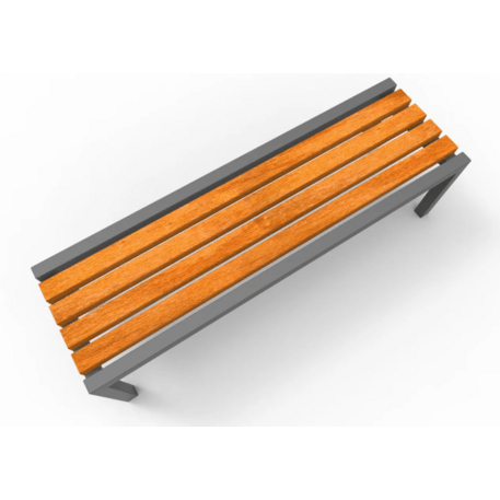 Metalinis suolas (suoliukas) be atlošo, pagamintas iš Iroko medienos 'Premium Collection / STF/20-02-31/MDL'