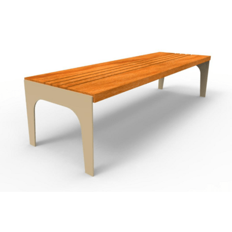 Metalinis suolas (suoliukas) be atlošo, pagamintas iš Iroko medienos 'Premium Collection / STF/18-02-86/MDL'