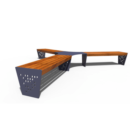 Metalinis suolas (suoliukas) be atlošo, pagamintas iš Iroko medienos 'Premium Collection / STF/18-02-08/MDL'