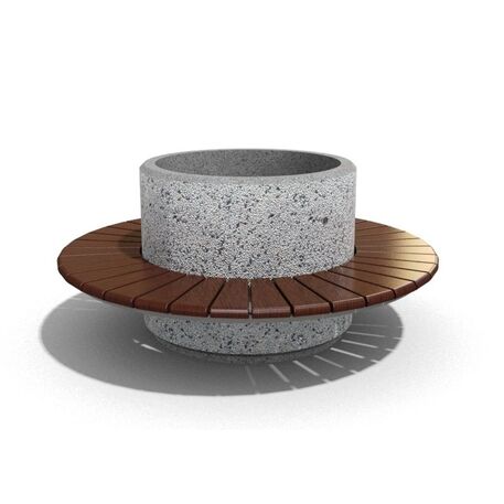 Panca da esterno in cemento con scaglie di granito + vaso di fiori '176/100xH/40/80cm / BS-193'