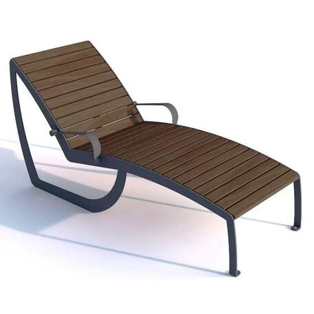 Metalinis gultas, šezlongas su medine sėdimąja dalimi 'STF/KR1/MDL'